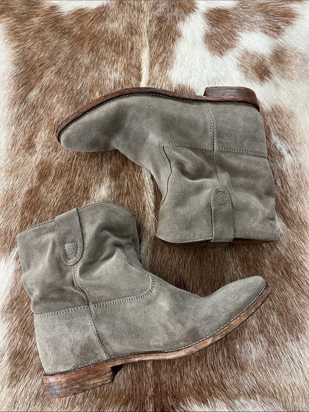 Isabel Marant Gray Suede Ankle Booties with Pull Tabs EU 40